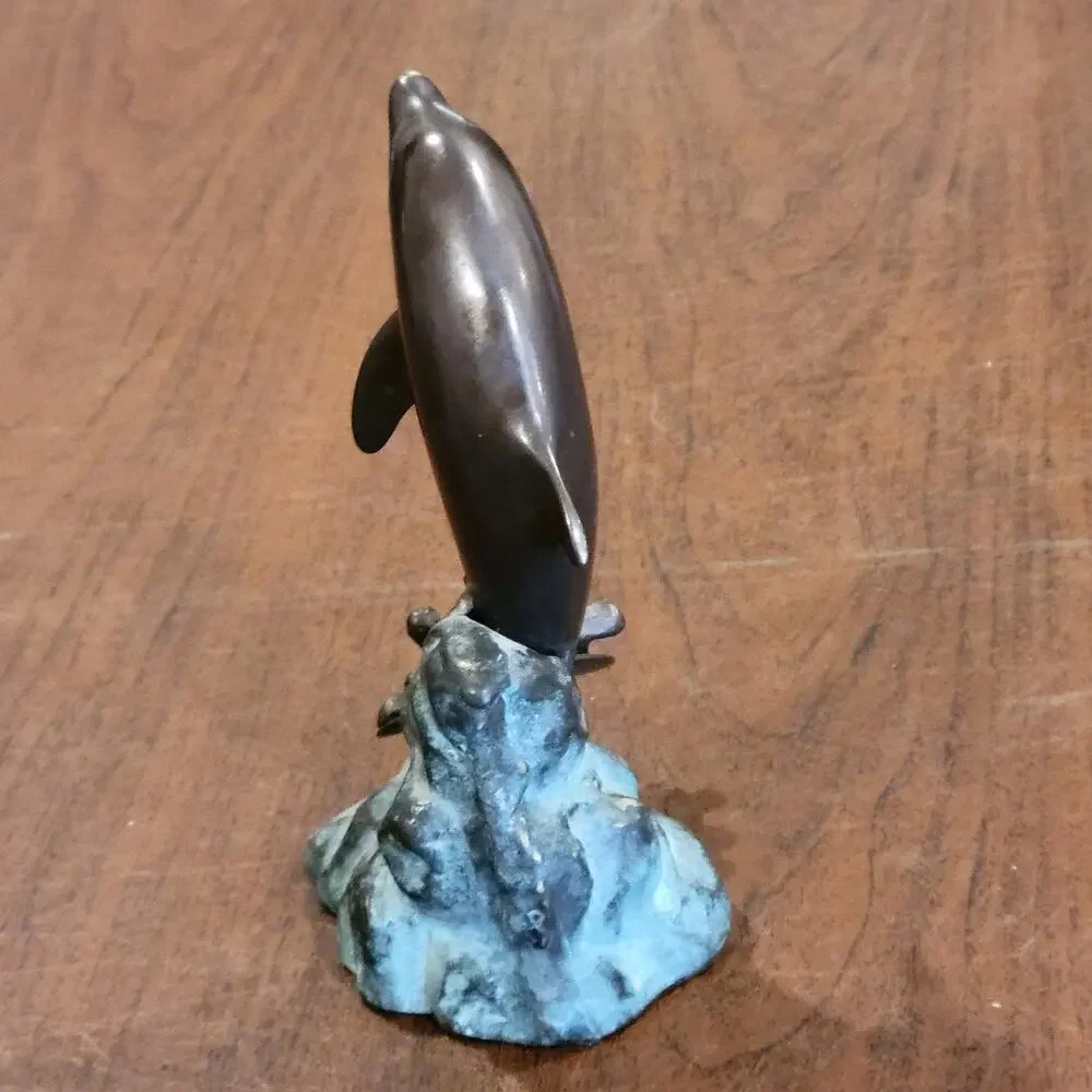 Vtg Dolphin Sculpture Bronze Brass by San Pacific International SPI